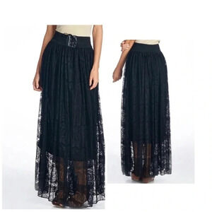 🆕Black Bohemian Swirl Lace-Up Maxi Skirt OS🆕